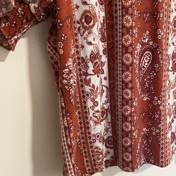 PARALLEL SKIES RUST PAISLEY BOHO INDIE BANDANA TOP SIZE MED-NWT - Picture 4 of 10